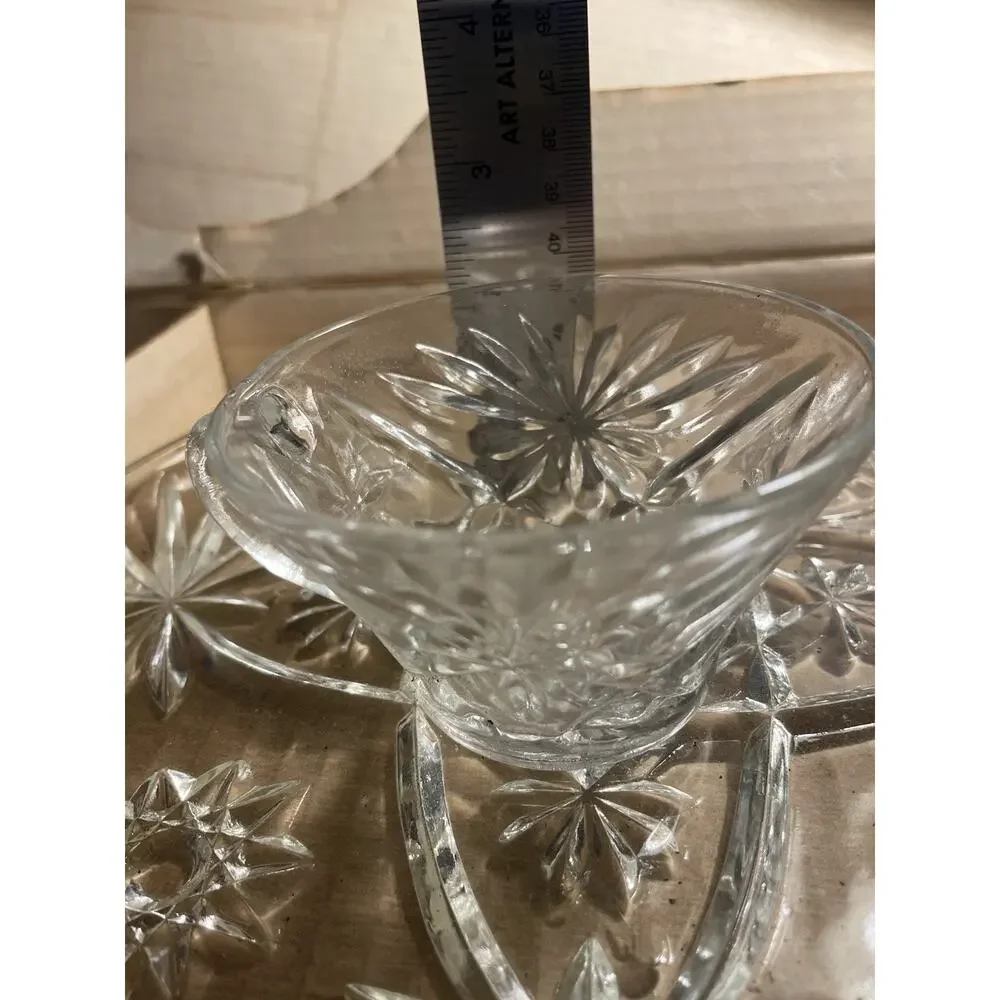 Vintage Anchor Hocking Early American Prescut 8 Pc Snack Set w/ Box EAPC